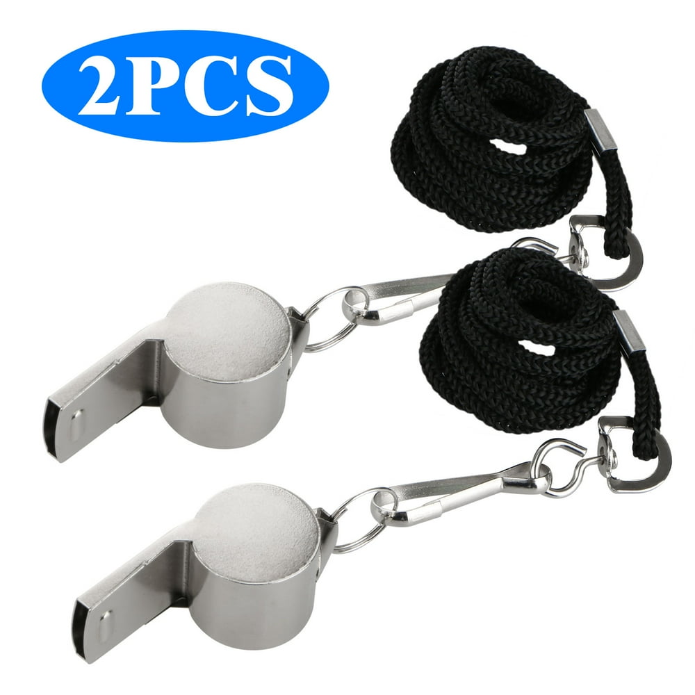 10/2PCS Stainless Steel Whistle, Loud Metal Whistle with Lanyard for