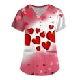 thumbnail image 2 of Womens Valentine's Day Scrub Tops V Neck Cute Heart Printed Scrub Tops Valentine's Day Caregiver T Shirts, 2 of 3