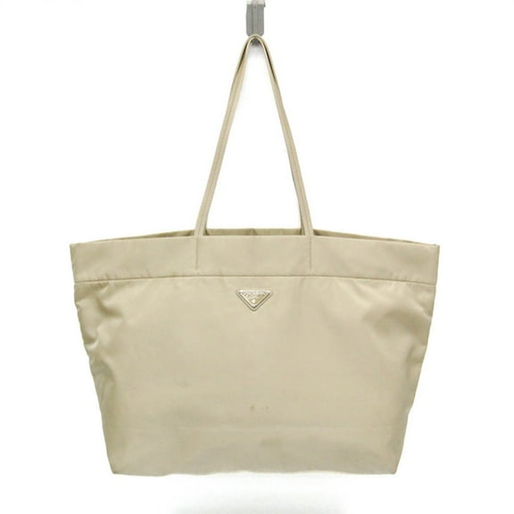 Pre-Owned Prada RE-NYLON Women's Nylon,Leather Tote Bag Beige (Good)