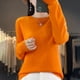 thumbnail image 5 of Suéter de una sola línea sin costuras, 100 % lana merino, jersey de punto para mujer, cuello redondo, informal, color sólido, manga larga, estilo básico, 5 of 5