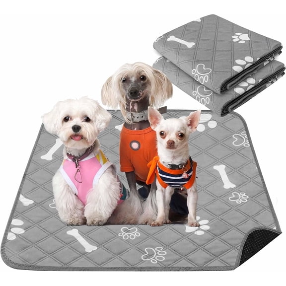 2 Pack Dog Pee Pads,18x24 in Reusable Puppy Potty Training Pads,Non-Slip Waterproof Wee Wee Pads Mat for Indoors,Travel,Whelping, Housebreaking,Incontinence (60*45cm)