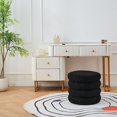 thumbnail image 4 of Tcbosik Round Ottoman with Storage, 18.3" Upholstered Vanity Stool, Teddy Fabric Footrest with Flip-Top Tray for Small Space, Living Room, Bedroom, Entryway, 300 lbs Capacity, Black, 4 of 6