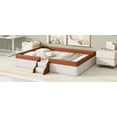 thumbnail image 4 of DreamBuck Queen Size Floor Bed for Teens, PU Leather Upholstered Daybed with Stairs, Fence and Wood Slats Support, Montessori Bed Frame for Bedroom, Teens, No Box Spring Needed, 4 of 9