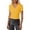 Yellow, variant on Daznico Women's Ribbed V-Neck Polo Top, Short Sleeve Fitted Casual Business Summer Work Tee,S