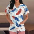 thumbnail image 2 of Scrubs For Women, 4Th Of July Scrub Tops Women Plus Size V Neck Short Sleeve Workwear With Pockets Red White And Royal Blue American Flag Top Outfits Funny Pants Outfits (L, White) ZMTing, 2 of 4