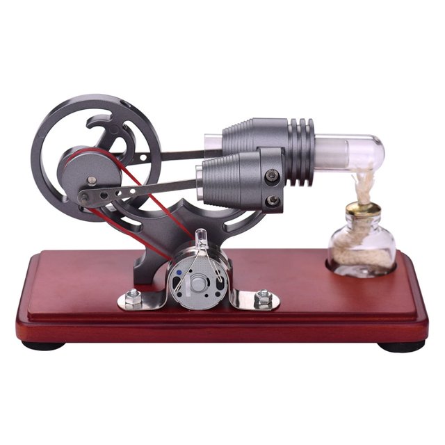 Retro Style Hot Air Stirling Engine Motor Model Dollar Flywheel Design Educational Toy Electricity Generator with Colorful LED Light String DIY for Teacher Student Teens Children Adult