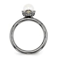 thumbnail image 2 of White Freshwater Cultured Pearl Sterling Silver Black-Plate Ring, 2 of 4