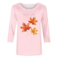 thumbnail image 4 of TKLPEHG Womens Fall Tops Thanksgiving 3/4 Sleeve Tunic Tops Fall Funny Graphic Tee Round Neck Casual Fashion Colthes (Pink,S), 4 of 4