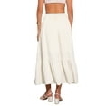 thumbnail image 3 of INSPIRE CHIC Summer A-Line Skirt for Women's Elastic High Waist Solid Flowy Casual Midi Skirts XS Beige, 3 of 6