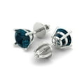 thumbnail image 2 of Clara Pucci 2Ct Natural London Blue Topaz Round Cut VVS1 Screw Back Stud 18k Solid hypoallergenic Gold Designer Earrings For December, 2 of 7