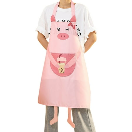 

Papaba Kitchen Apron Wide Application Easy Care Practical Cute Cartoon Oil-Proof Sleeveless Apron