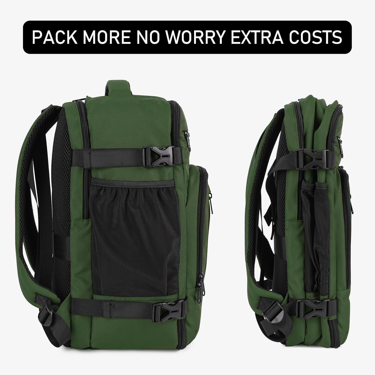 16" Travel Laptop Backpack with Handle Airline Approved Full Open Carry on Business Daypack for Women Men Travel Essentials Casual Hiking, 20L, Green