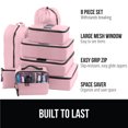 thumbnail image 3 of GORILLA GRIP 8 Piece Packing Cubes Set, Travel Essential Space Saving Mesh Bag Organizers for Suitcases and Luggage Bags, Pink, 3 of 10