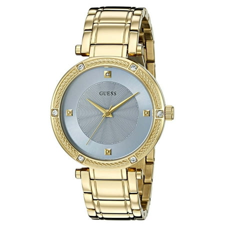 Guess Women U0695L2 Blue Round Dial Stainless Gold Band Watch