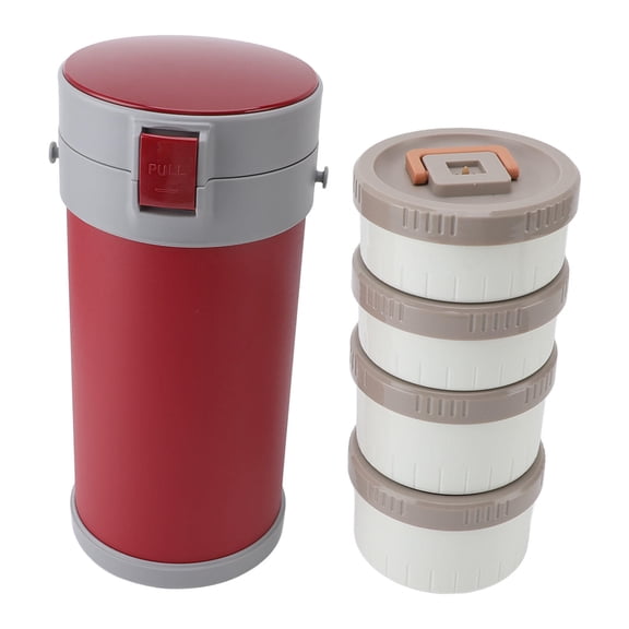 Yajisi 2.9L 304 Stainless Steel Vacuum‑Insulated Lunch Box with 4 Bento Compartments, Leak‑Proof, Microwave Safe, Red