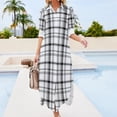 thumbnail image 3 of 2024 Retro Plaid Chiffon Dress Black And White Check Cute Dresses Street Style Casual Dress Womens Sexy Design Vestido Big Size 5XL, 3 of 7