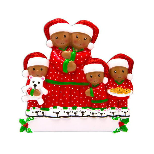Pajama African American Family Of 5 Personalized Christmas Ornament Do It Yourself Walmart Com Walmart Com