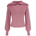 thumbnail image 2 of Liacowi Women Juniors Knitted Turtleneck Sweater Long Sleeve Zipped Pullover Retro Jumpers Tops Fall Loose Knitwear for Teen, 2 of 7