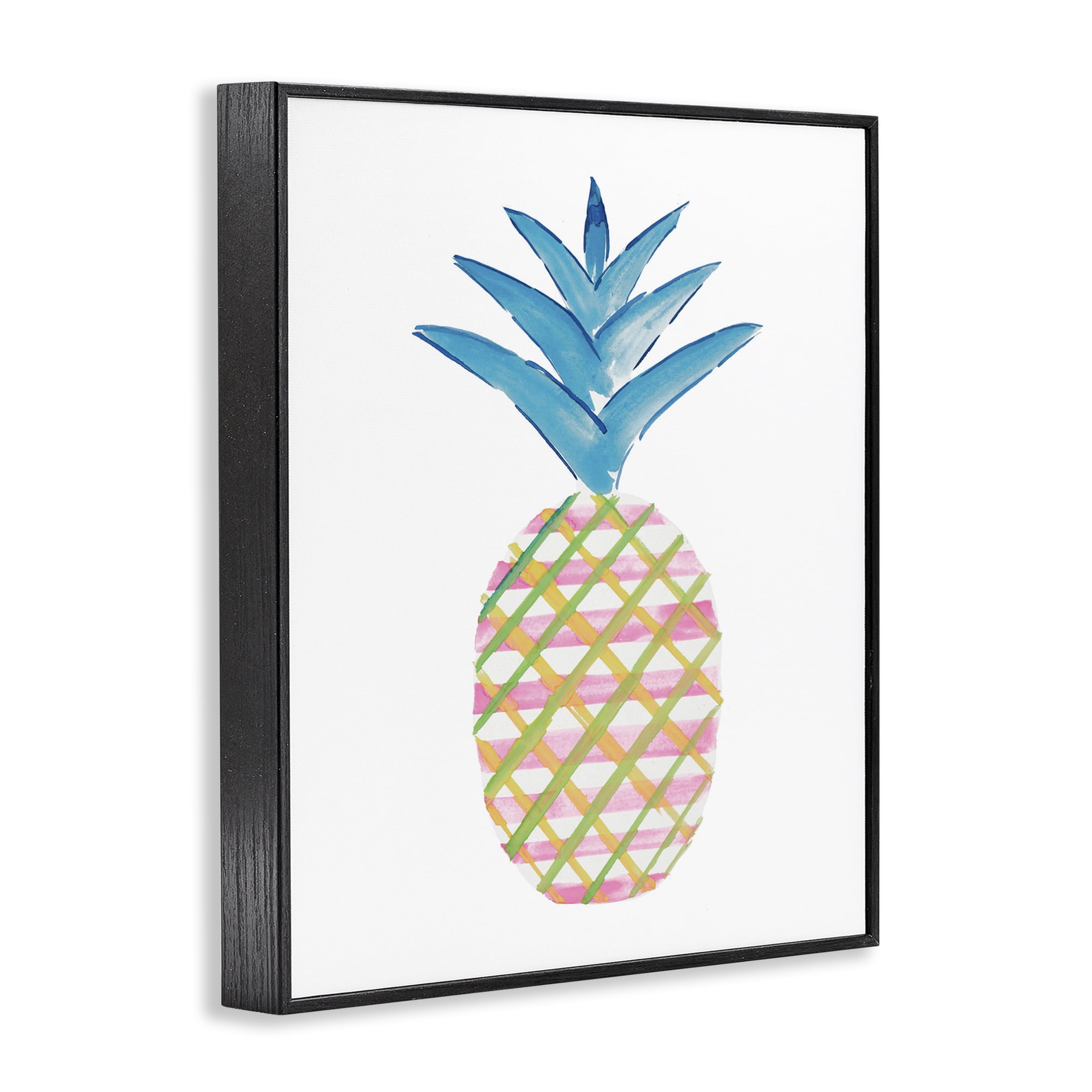 Stupell Industries Tropical Tartan Pineapple Food & Beverage Painting Black Framed Art Print Wall Art, 16 x 20