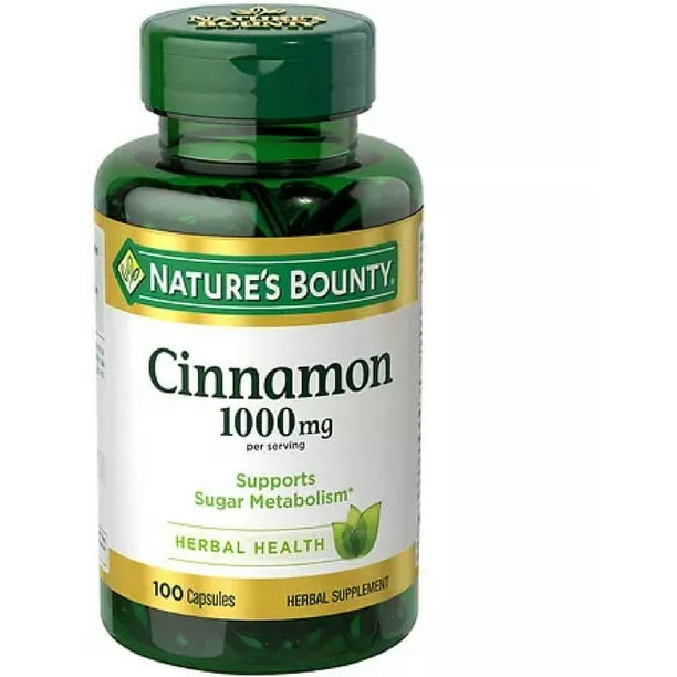 3 Pack Nature's Bounty Cinnamon 1000 mg Capsules 100 ea