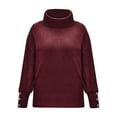 thumbnail image 3 of Vedolay Women's Pullover Casual 2023 Solid Color Pullover Round Neck Long Sleeve Sweater Red,M, 3 of 3