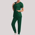 thumbnail image 1 of DPTALR Women Solid Color Loose Pants Multiple Pocket Caregiver Nursing Uniform Short Sleeve Zipper V-Neck Set, 1 of 6