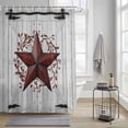 thumbnail image 3 of Rustic Barn Door Shower Curtain, Vintage Dark Black Red Star Berry Beige Wood Board Waterproof Shower Curtain Set with 12 Hooks Lightweight Bath Curtains Fabric Bathroom Decor 60x72 Inches, 3 of 9