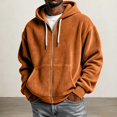 thumbnail image 2 of WULMLEO Waffle Knit Hoodies for Men Full Zip Drawstring Hooded Sweatshirts with Pocket Lightweight Loose Fit Athletic Jackets Saffron 3XL, 2 of 5