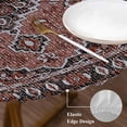 thumbnail image 3 of Boho Southwest Round Tablecloth, Fitted Table Cover with Elastic for 36"-44" Round Tables, Aztec Tribe Abstract Geometric Patterned Table Cloth Outdoor Indoor Dinning Party Waterproof Tablecloths, 3 of 7