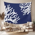 thumbnail image 2 of Coral Navy Blue Large Tapestry for Bedroom Wall Hanging Tapestry, Coastal Ocean Marine Nautical Beach Ceiling Backdrop Tapestries Poster Blanket Wall Decor for Teens Room Living Room Dorm 85" x 90", 2 of 8