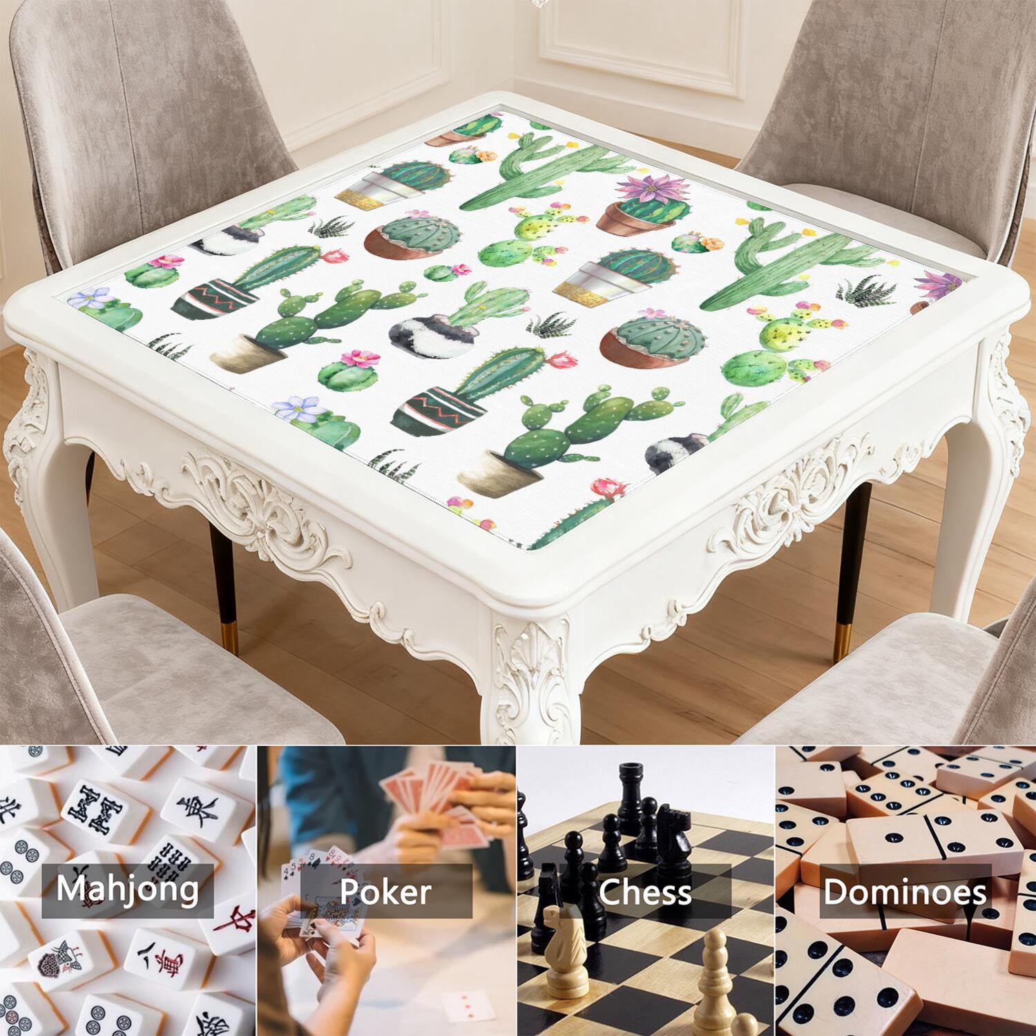 31.5 Inch Plants Design Mahjong Table Pad Made of Durable Rubber with Anti-Slip Non-Slip Surface and Noise Reducing Technology for Card Games Board Games Tiles