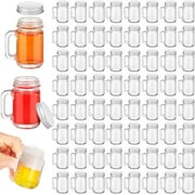 100 Pieces 1 oz Mini Mason Jar Drinking Glasses with Lids Mason Jar Cups Mason Jar Mugs with Handles Mason Jar Shot Glasses Set for Home Picnic Party
