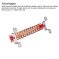 thumbnail image 4 of Uxcell 1 Set Wall Mounted 12" x 2" x 1/4" Copper Ground Bar with 26 Terminal Positions Ground Bar Kit, 4 of 5