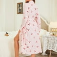 thumbnail image 4 of Arlun Womens Cute Cherry Print Robes Valentine's Day Gifts Over the Knee Long Sleeve Loose Fit Fuzzy Cozy Winter Loungewear Soft Comfy Fashion Wrap Bathrobe with Pockets White XL, 4 of 5