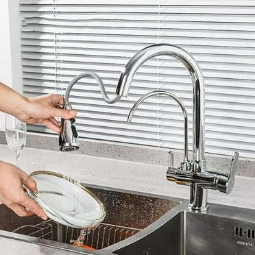 Brass Faucet Pull Out Kitchen Sink Faucet Filter Drinking Water Mixer Purification Kitchen Hot and Cold Mixer Faucet 360 Degree