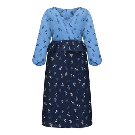 Eloquii Elements Women's Mixed Print Peplum Dress