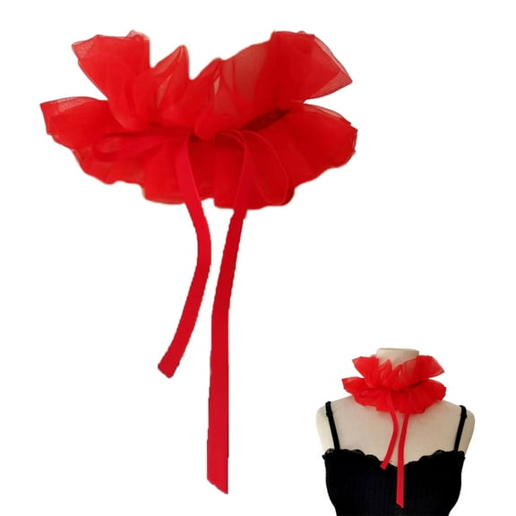 SIEYIO Vintage Women Jabot Collar Neck Victorian Ruffle Collar with Self Tie Neck Strap