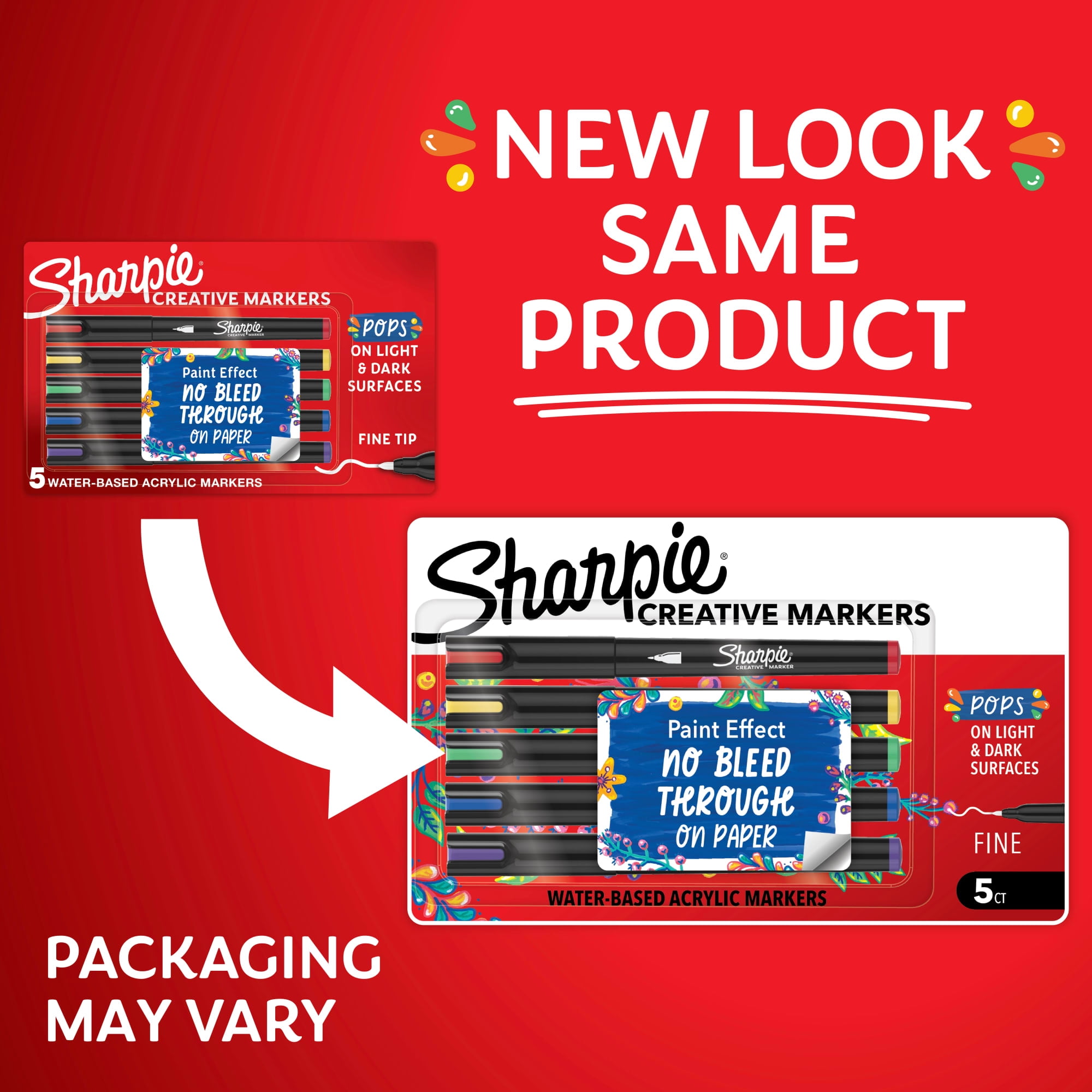 Sharpie Creative Markers, Water-Based Acrylic Paint Markers, Fine Tip, Assorted, 5 Count