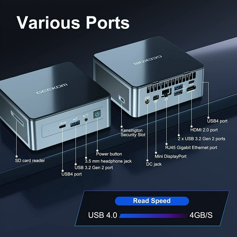 GEEKOM Mini PC Mini IT11, 11th Intel Core i7-11390H (4C/8T, up to 5.0GHz),  32GB DDR4 RAM 1TB M.2 SSD, Windows 11 Mini PC, Support 8K UHD/USB4.0/WiFi