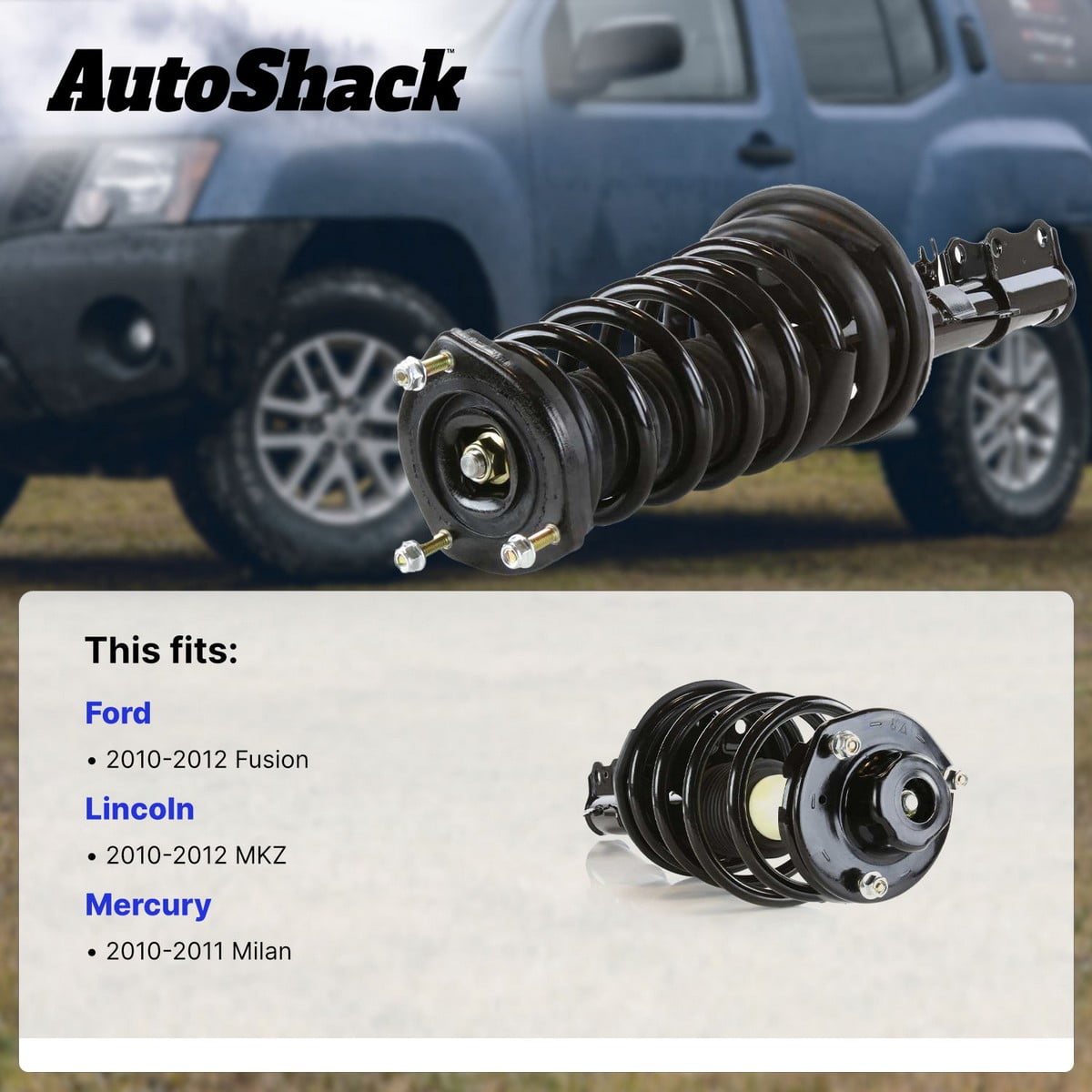 AutoShack Front Complete Strut & Coil Spring Assembly - Driver or Passenger Side for Ford, Lincoln & Mercury, Fusion 2010-2012 MKZ 2010-2012 Milan 2010-2011, AWD FWD V6 3.0L 3.5L