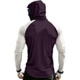 thumbnail image 4 of Dresfit Sun Shirt Mens Upf 50+ Hooded Fishing Shirts Summer 2026 Long Sleeve Outdoor Pullover Big and Tall Muscle Workout Hoodies with Face Mask Dark Purple 2XL, 4 of 9