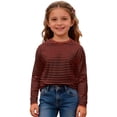 thumbnail image 3 of PMVFHDE T-Shirt Classique à Rayures à Manches Longues à Col Rond pour Garçons et Filles Haut Doux et Décontracté pour Enfants Confortable pour Tous les Jours Café, 7-8 Ans, 3 of 6