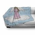 thumbnail image 3 of Angel Wings Soft Flannel Fleece Throw Blanket, Girl on Clouds for Love Christmas Hearts Doodle, Cozy Plush for Indoor and Outdoor Use, 60" x 80", Pale Azure Blue White, by Ambesonne, 3 of 6