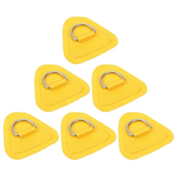 6pcs D Ring Patch Stainless Steel Triangle Shape D Ring Pad Yellow for Kayak Canoe Deck
