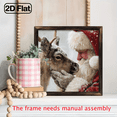 thumbnail image 6 of 2D Flat, 1pc Vintage Wooden Framed Santa Claus Reindeer Touching Noses Christmas Wall Art - 8x8 Inch Holiday Decor with Red Striped Stockings, Snowy Forest Scene, Perfect for Home Office, Christmas, 6 of 9
