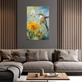 thumbnail image 2 of ZHONGYUTONG Hummingbird Wall Art Yellow Dandelion Canvas Bird on Floral Painting Animal Flower Picture for Living Room Decor Framed (12.00" x 18.00"), 2 of 5