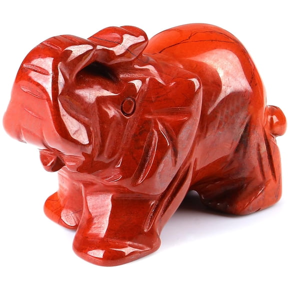 Escultura QINJIEJIE Elefante de jaspe rojo 3,8x3x2 cm 30g