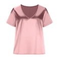 thumbnail image 5 of Admvng Going Out Tops For Women Casual Shirt V-neck Shirt Business Casual Tops V-neck Silk T-shirt Short-sleeved Top S-2XL, 5 of 7