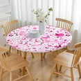 thumbnail image 3 of Pink Breast Cancer Round Fitted Tablecloth with Elastic Edge,Dining Table Cover Waterproof,Outdoor Round Tablecloth for Camping,Dining,Indoor and Outdoor, 3 of 7
