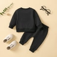 thumbnail image 5 of Generic Toddler Boys Girls Pullover Tops Fall Winter Long Sleeve Solid Colour Prints Tops Sweatshirt Pants 2PCS Outfits Clothes Set for Babys Clothes（2-3 Years Black）, 5 of 8